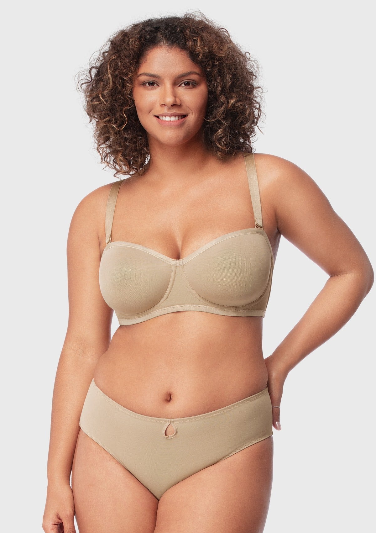 Bella Sheer Mesh Unlined Underwire Strapless Balconette Bra