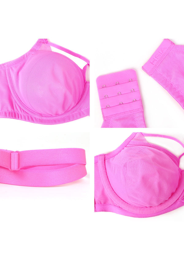 Billie Cross Front Strap Barbie Pink Smooth Sheer Mesh Underwire Bra