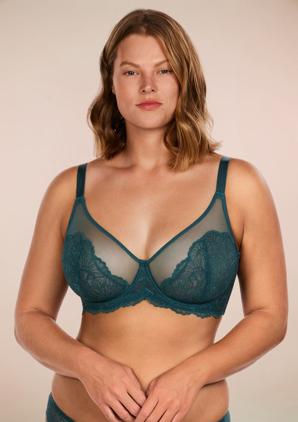 Blossom Dark Blue Unlined Lace Bra