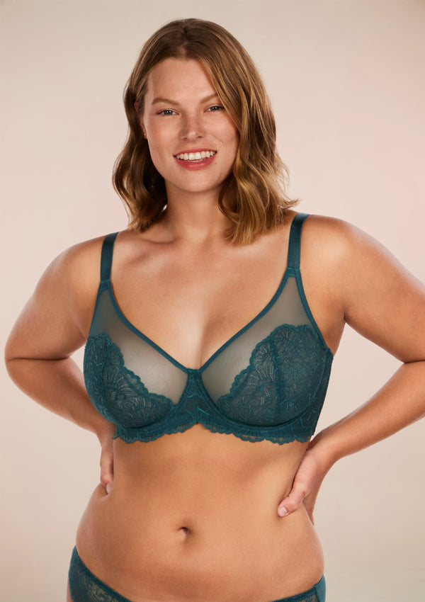 Blossom Dark Blue Unlined Lace Bra