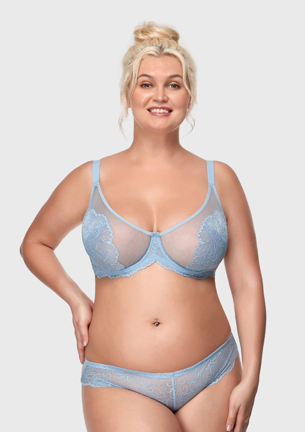 Blossom Blue Unlined Lace Bra