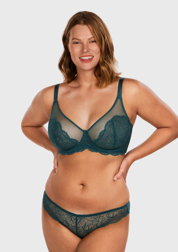Blossom Dark Blue Unlined Lace Bra