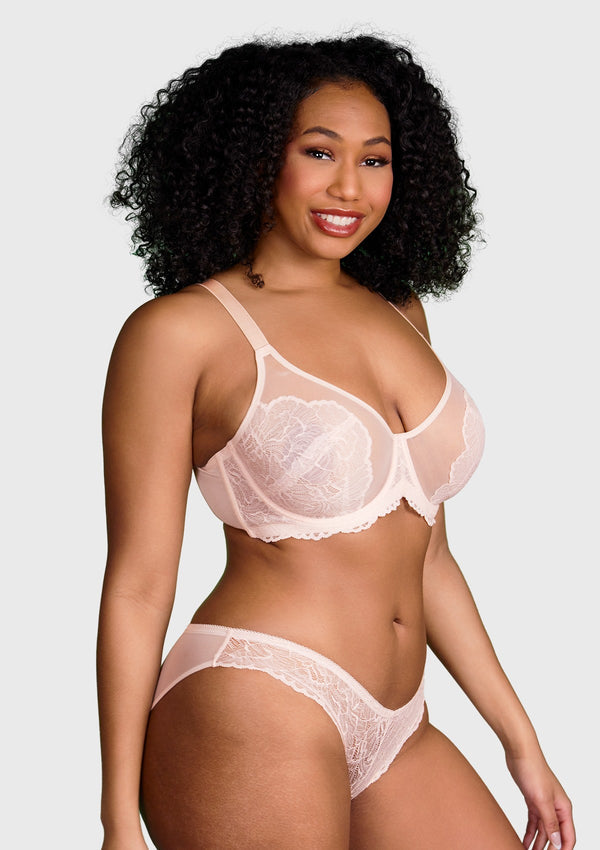 Blossom Dusty Peach Unlined Lace Bra