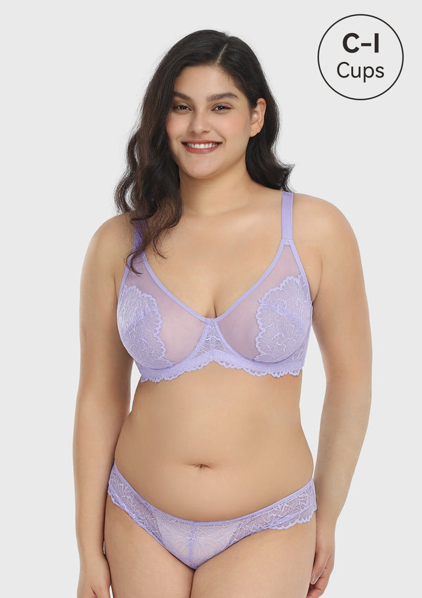 Blossom Purple Unlined Lace Bra