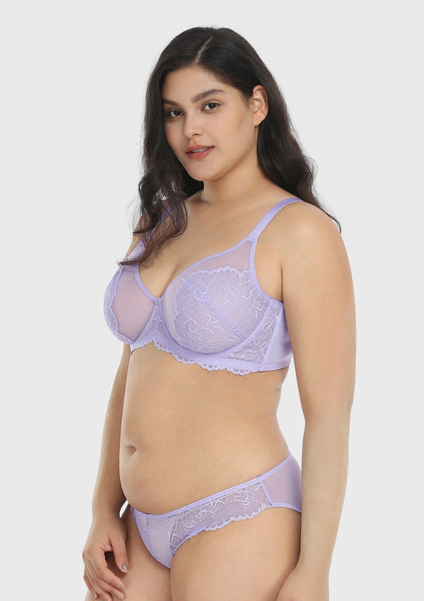 Blossom Purple Unlined Lace Bra