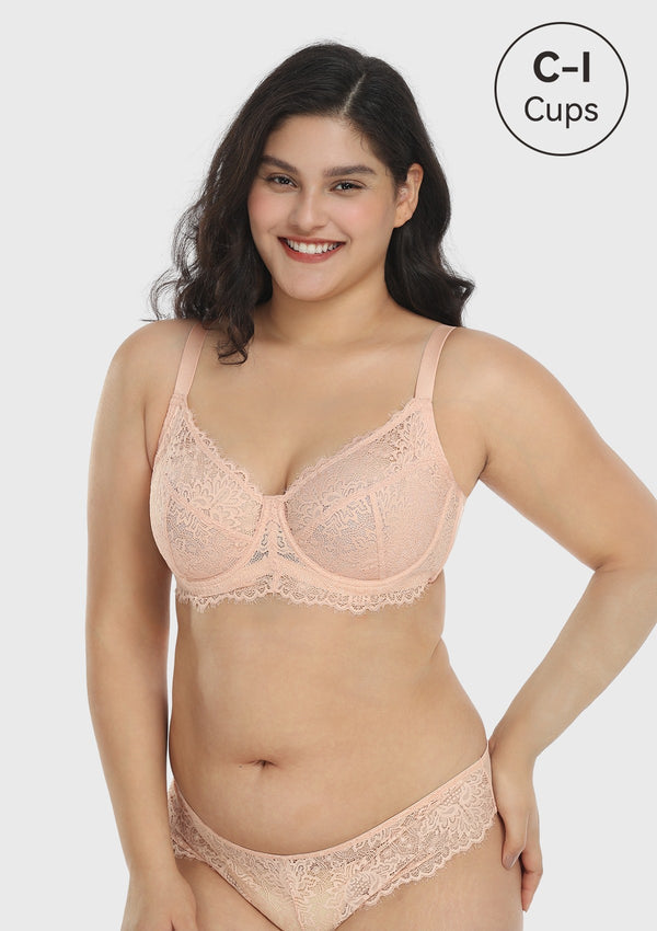 Pink Sunflower Underwire Lace Bra