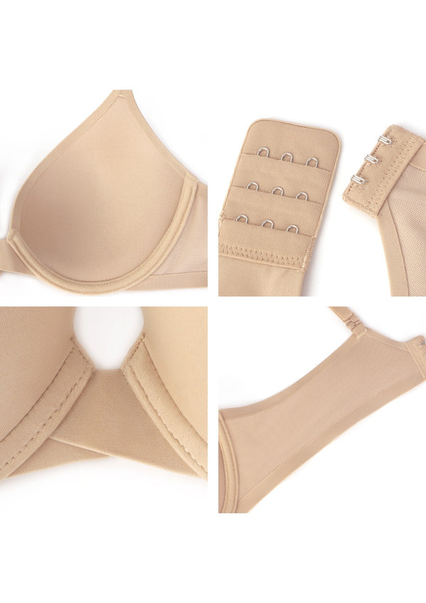 Songful Seamless Support Plunge Push-Up Lightly Padded T-Shirt Full Coverage Underwire Bra