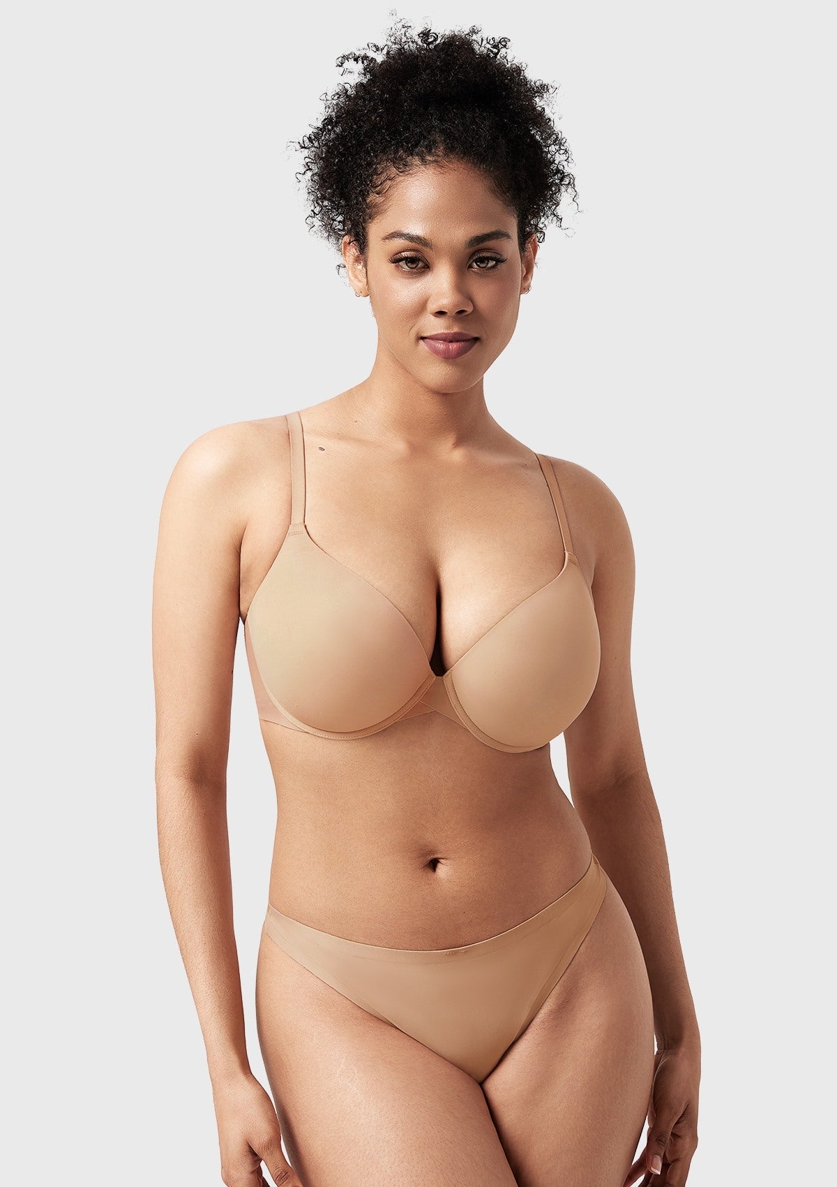 Songful Seamless Support Plunge Push-Up Lightly Padded T-Shirt Full Coverage Underwire Bra