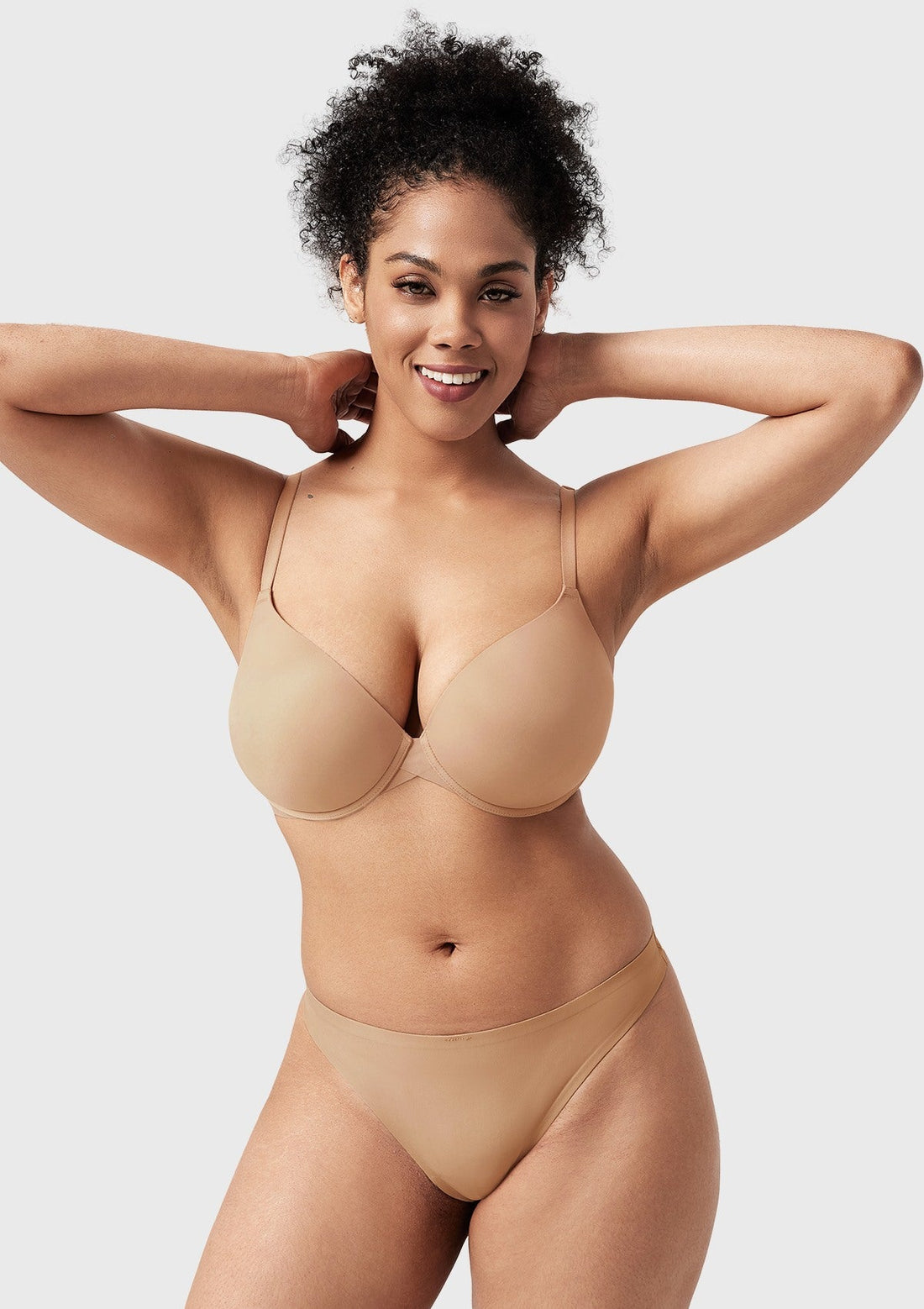 Songful Seamless Support Plunge Push-Up Lightly Padded T-Shirt Full Coverage Underwire Bra