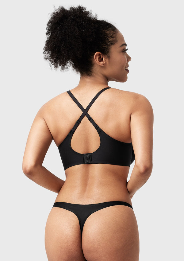 Songful Seamless Support Plunge Push-Up Lightly Padded T-Shirt Full Coverage Underwire Bra