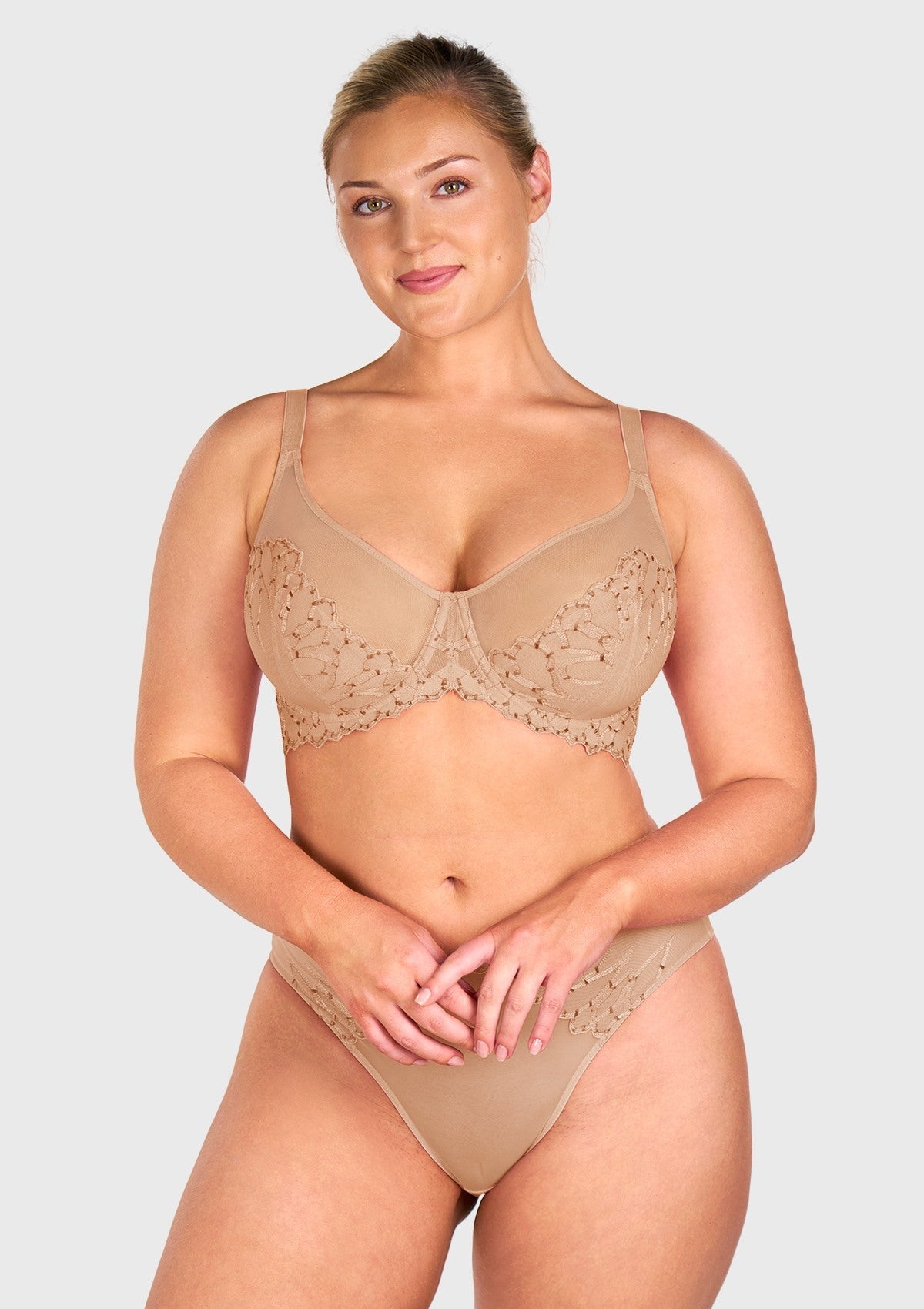 Winter Sonata Embroidered Lace Trim Full Coverage Unlined Underwire Bra