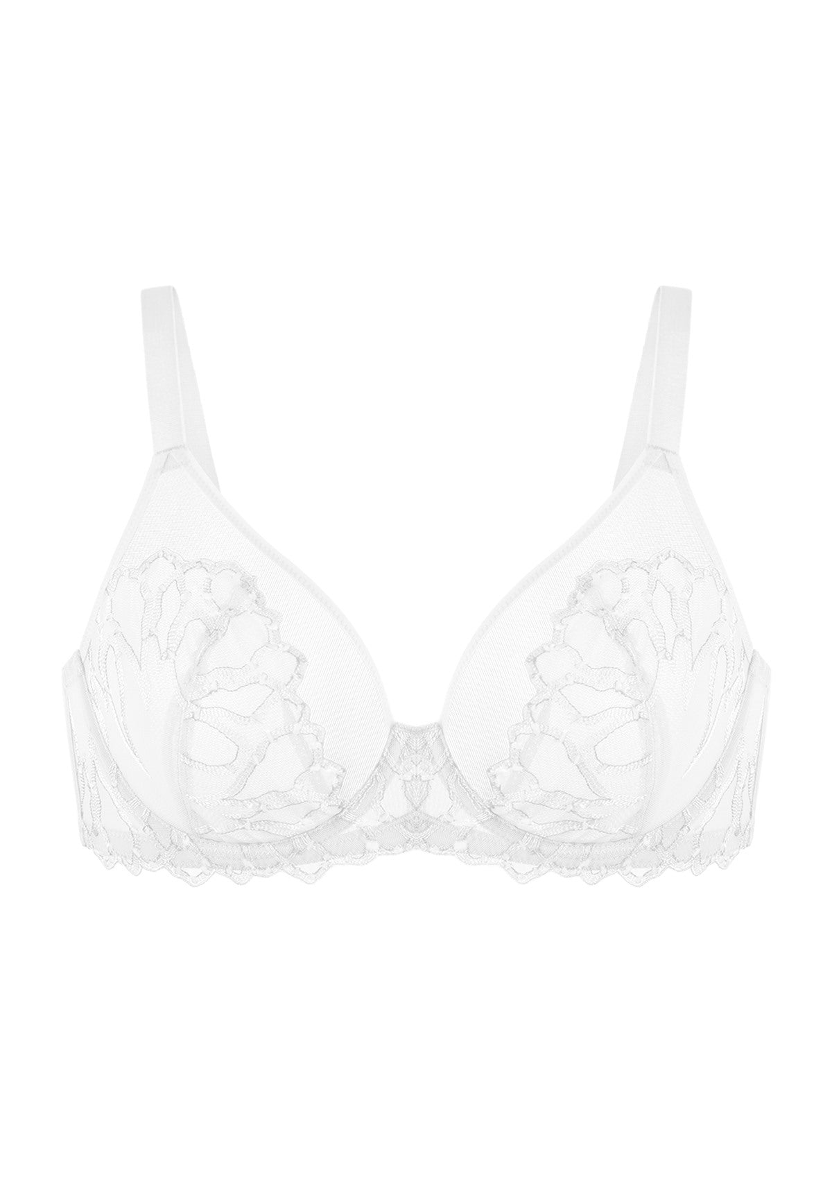 Winter Sonata Embroidered Lace Trim Full Coverage Unlined Underwire Bra