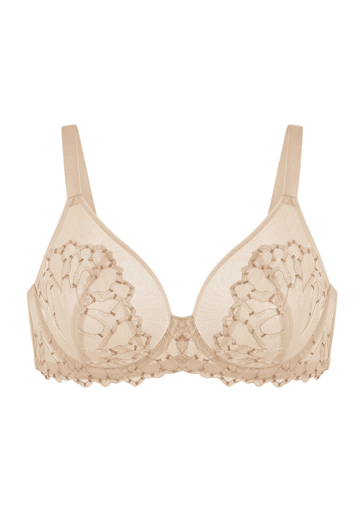 Winter Sonata Embroidered Lace Trim Full Coverage Unlined Underwire Bra