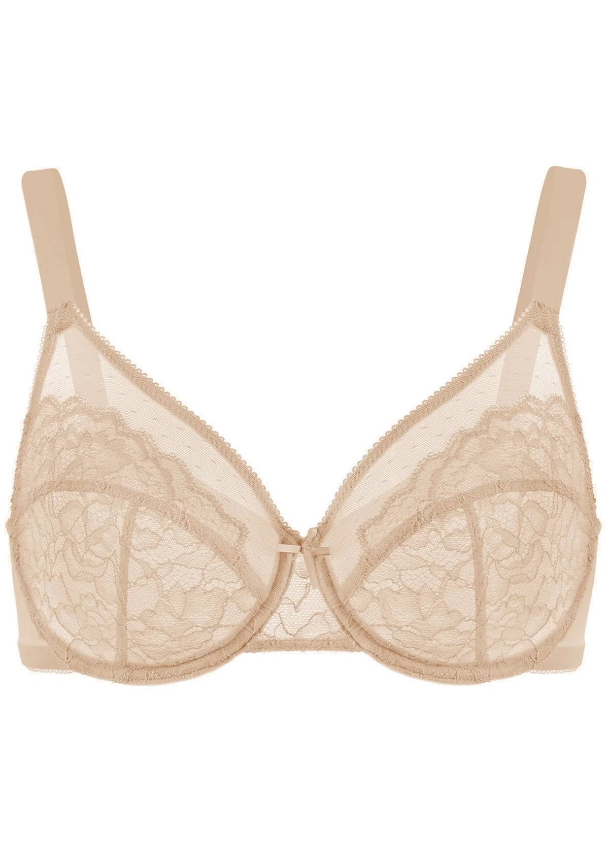 Enchante Warm Beige Lace Unlined Full Coverage Underwire Bra