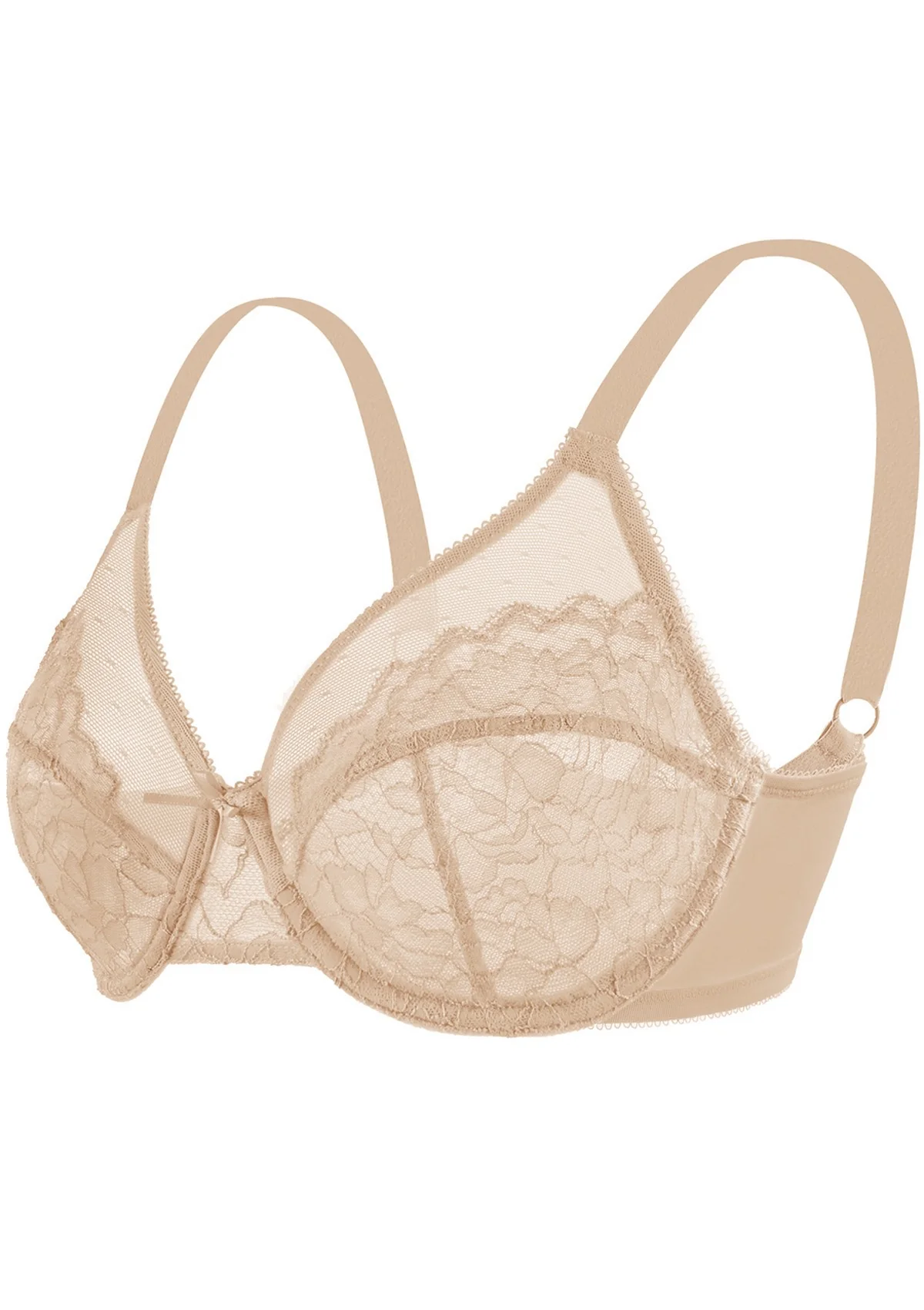 Enchante Warm Beige Lace Unlined Full Coverage Underwire Bra