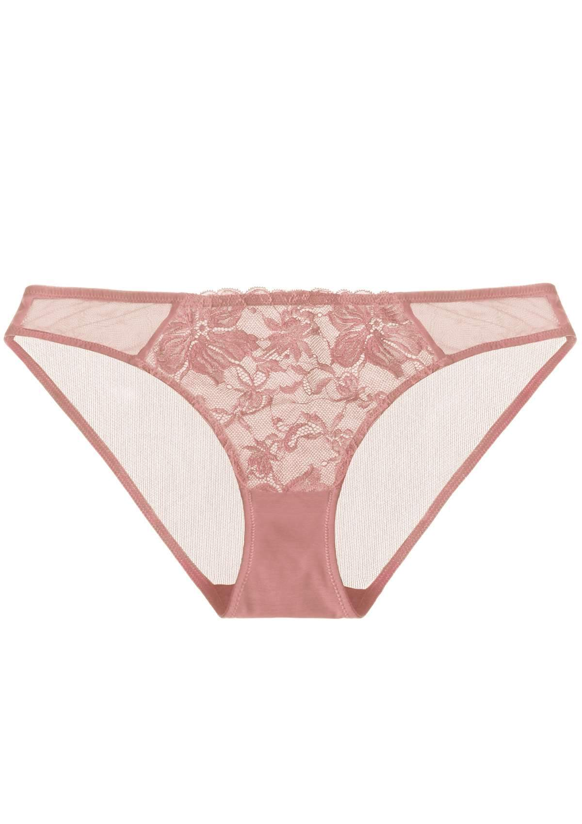 Breathable Sexy Lace Light Coral Bikini Underwear