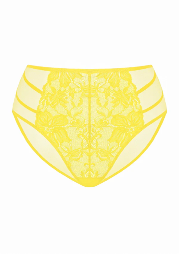 Pretty In Petals High-Rise Bright Yellow Lace Brief Underwear