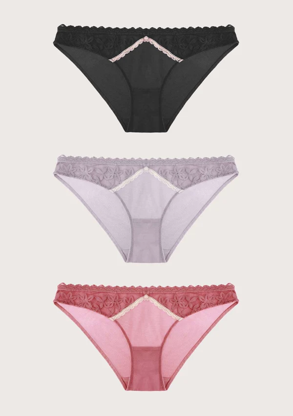 Contrast Color Bikini Panties 3 Pack