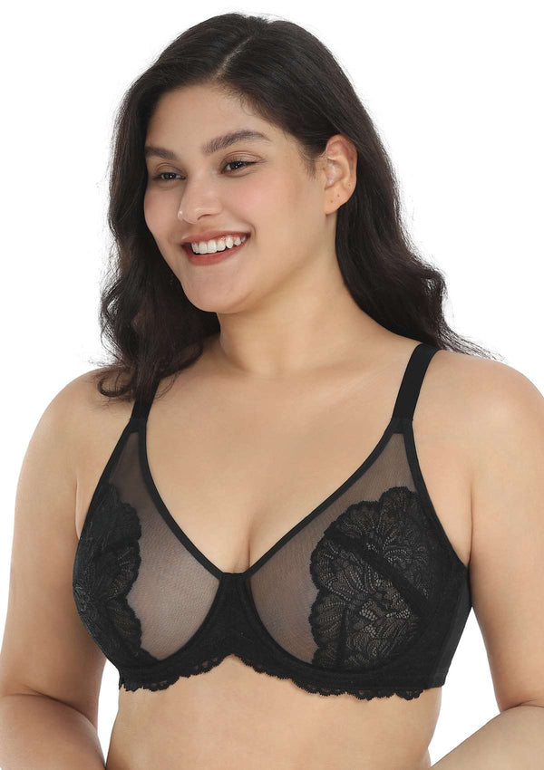 Blossom Black Unlined Lace Bra