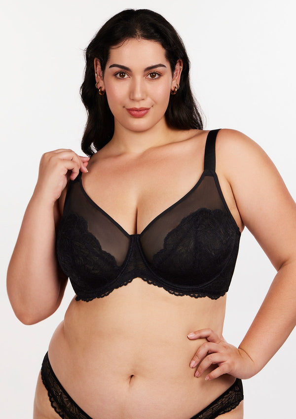 Blossom Black Unlined Lace Bra