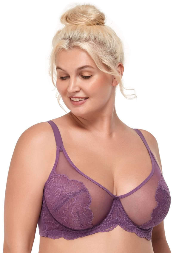 Blossom Purple Unlined Lace Bra