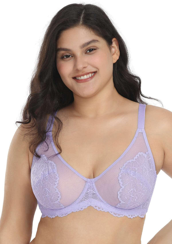 Blossom Purple Unlined Lace Bra