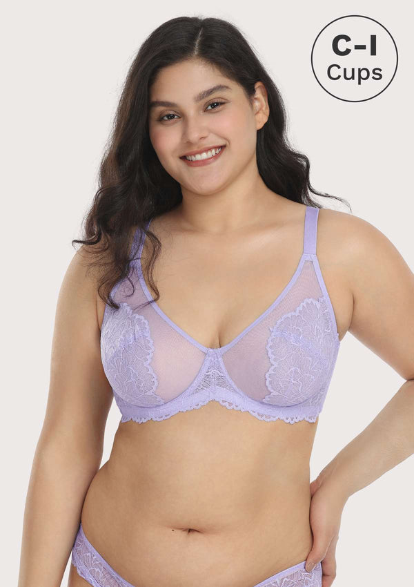 Blossom Purple Unlined Lace Bra