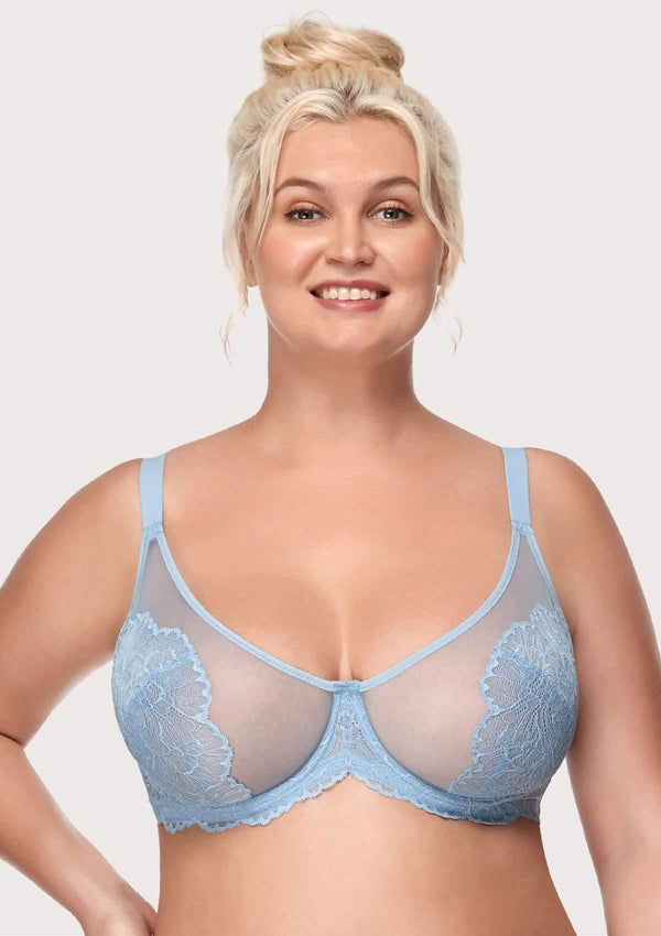 Blossom Blue Unlined Lace Bra