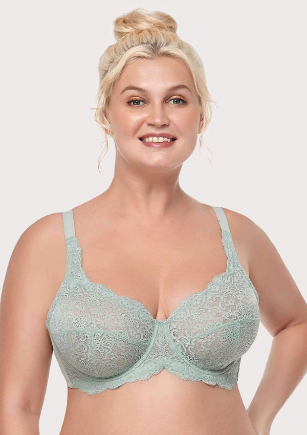 Blue All-Over Floral Lace Bra