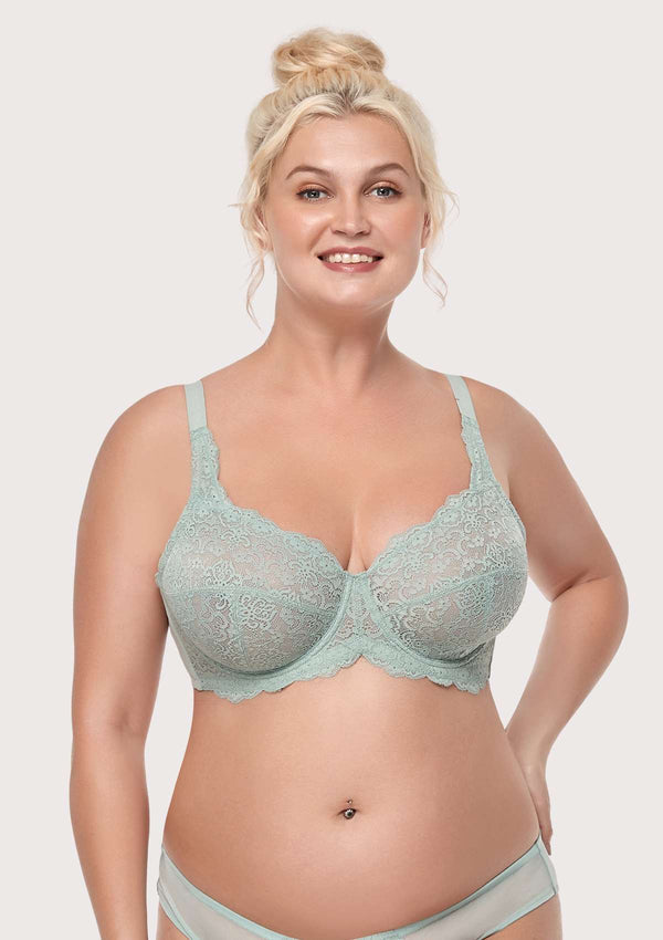 Blue All-Over Floral Lace Bra
