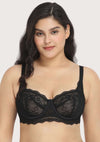 Floral Lace Unlined Bridal Black Balconette Bra