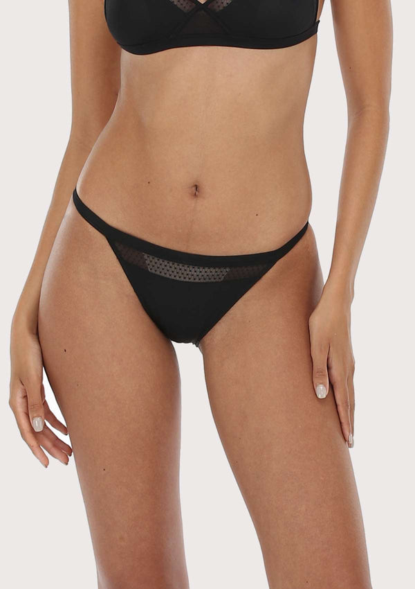Low-Rise String Polka Dots Mesh Bikini Panty