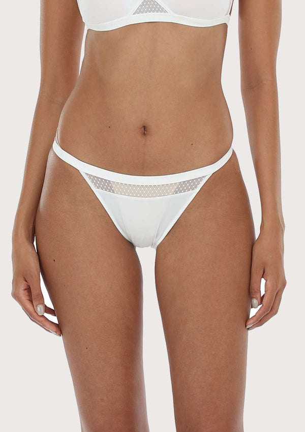 Low-Rise String Polka Dots Mesh Bikini Panty