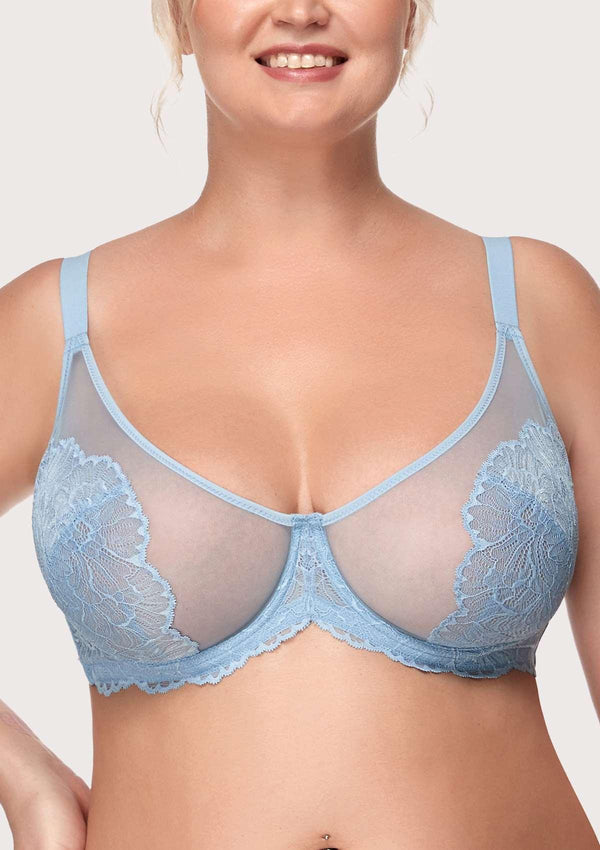 Blossom Blue Unlined Lace Bra
