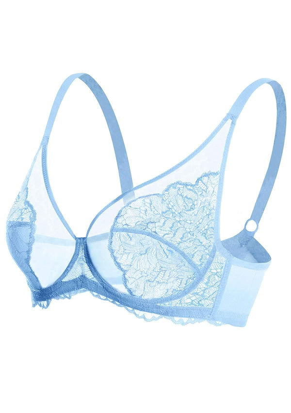 Blossom Blue Unlined Lace Bra