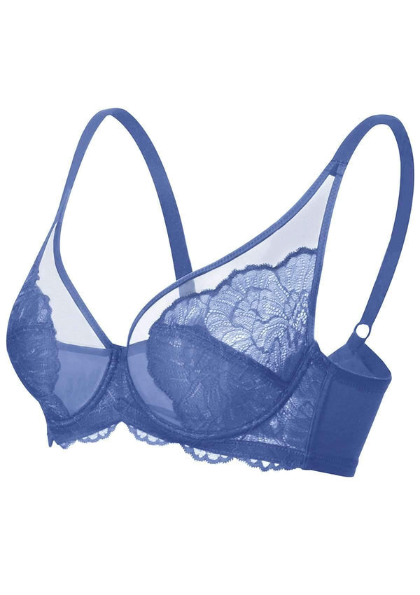 Blossom Blue Unlined Lace Bra