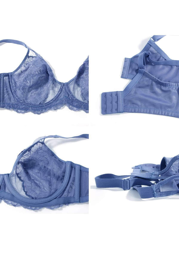 Blossom Blue Unlined Lace Bra