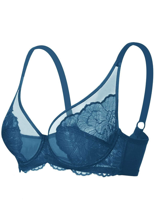 Blossom Dark Blue Unlined Lace Bra