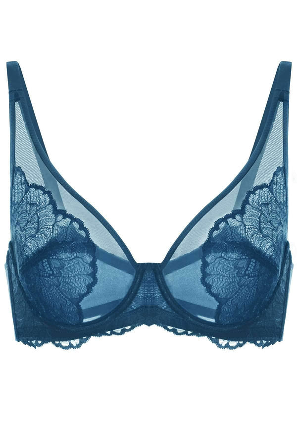Blossom Dark Blue Unlined Lace Bra