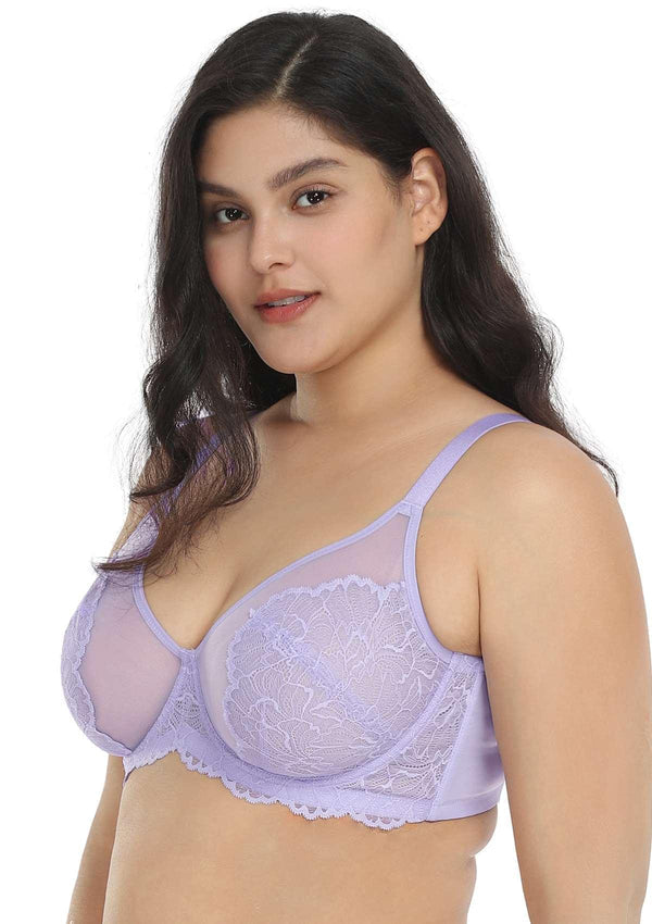 Blossom Purple Unlined Lace Bra