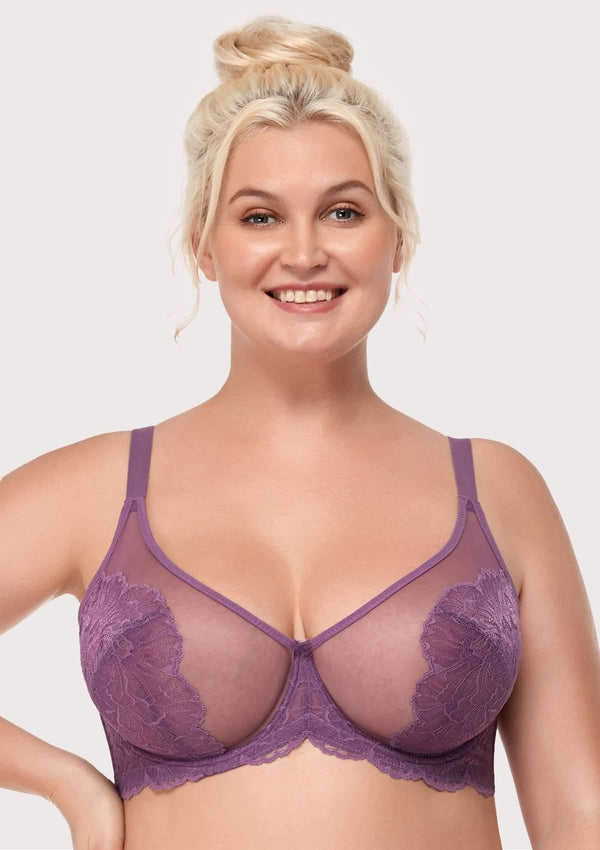 Blossom Purple Unlined Lace Bra