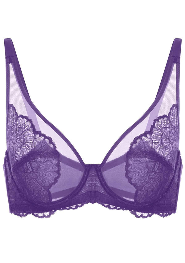 Blossom Purple Unlined Lace Bra