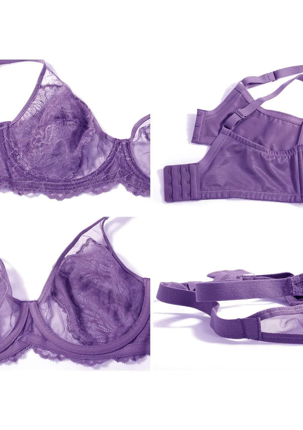 Blossom Purple Unlined Lace Bra