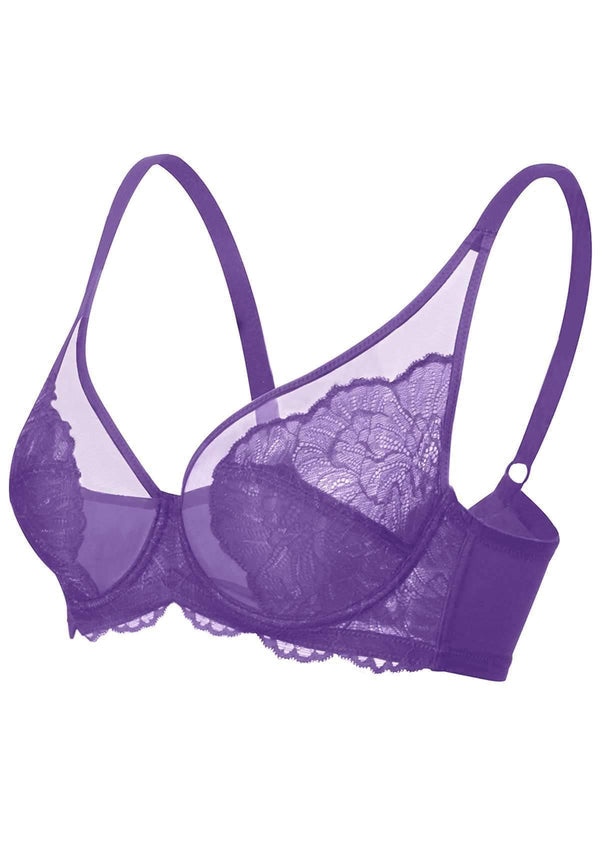 Blossom Purple Unlined Lace Bra