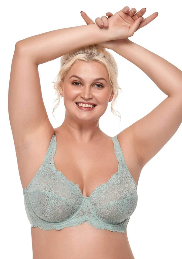 Blue All-Over Floral Lace Bra