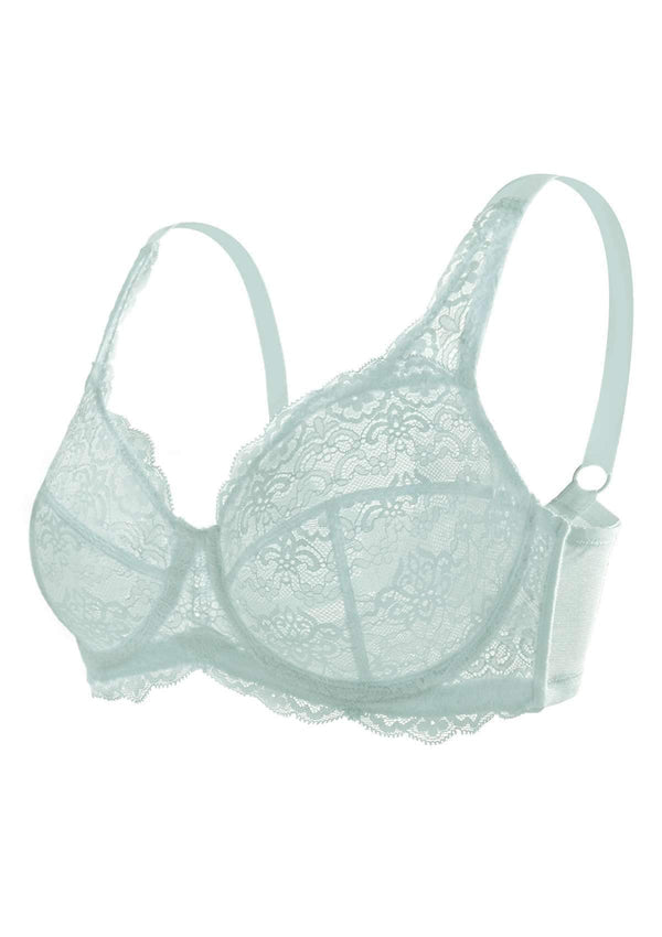 Blue All-Over Floral Lace Bra
