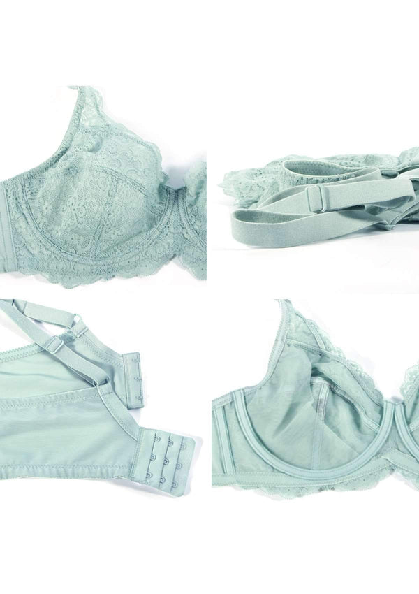Blue All-Over Floral Lace Bra
