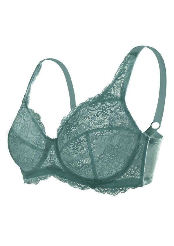 Blue All-Over Floral Lace Bra