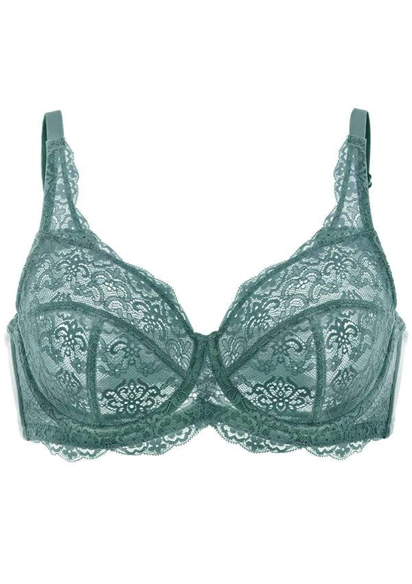 Blue All-Over Floral Lace Bra
