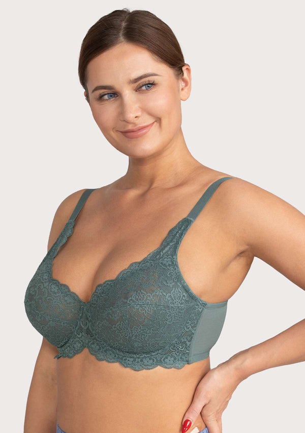 Blue All-Over Floral Lace Bra